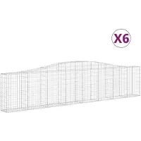 vidaXL Gabioner bågformade 6 st 400x30x80/100 cm galvaniserat järn
