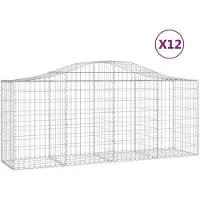 vidaXL Gabioner bågformade 12 st 200x50x80/100 cm galvaniserat järn