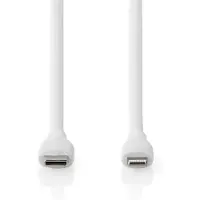 Nedis Lightning Kabel | USB 2.0 | Apple Lightning, 8-stifts | USB-C(tm) Hane | 480 Mbps | Nickelplaterad | 1.50 m | Rund | Silikon | Vit | Låda