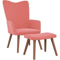vidaXL Fåtölj med Fotpall, Rosa, Klädd i Sammet
