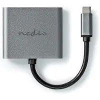 Nedis USB Multi-Port Adapter | 2-in-1 | USB 3.2 Gen 1 | USB-C(tm) Hane | 2x HDMI(tm) | 0.10 m | Rund | Nickelplaterad | PVC | Svart | Kuvert