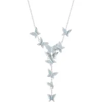 Swarovski Lilia Y-formad Litet Fjärilshänge Imitationskristall Rodiumpläterad Halsband Damhalsband Blå 5662179 Box (Random Color)