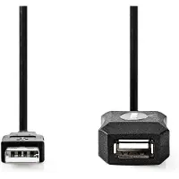 Nedis Aktiv USB-kabel | USB 2.0 | USB-A Hane | USB-A Hona | 480 Mbps | 10.0 m | Rund | Nickelplaterad | PVC | Koppar | Label
