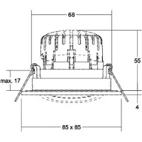 Brumberg Downlight BB25, dimbar, Svart, Badrum, Aluminium / grå / zink, Downlights