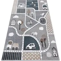 Rugsx Matta FUN Strade för barn, gata, stad grå 140x190 cm