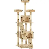 vidaXL Katträd med klöspelare i sisal 170 cm tassavtryck beige