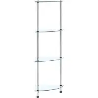 vidaXL 4-våningshylla, Transparent, 30x30x100 cm, Härdat glas