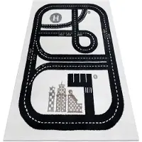 Rugsx Matta FUN Track för barn, gata, stad kräm 120x170 cm