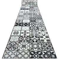 Rugsx Löpare anti-halk AZULEJO PATCHWORK, LISBONPLATTER grå / svart 110x220 cm