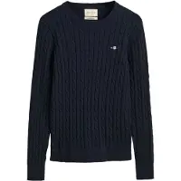 Gant för kvinnor. 4800100 Klassisk kabelstickad tröja i marinblått (XS), Casual, Ekologisk bomull, Marino
