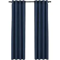 vidaXL Mörkläggningsgardin med öljetter linnelook 2 st blå 140x225cm