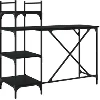 vidaXL Datorskrivbord med hyllor, svart, 120x47x109 cm