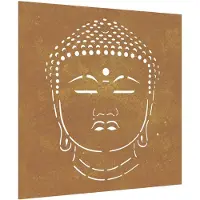 vidaXL Trädgårdsdekoration på Vägg, 55X55 Cm, Cortenstål, Buddha
