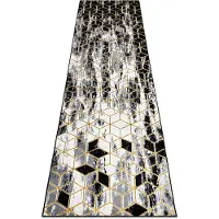 Rugsx Modern GLOSS Matta, Löpare 409A 82 Kub snygg, glamour, art deco svart / grå / guld 70x300 cm