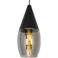 QAZQA Modern Hänglampa Svart med Rökglas - Drop