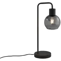 QAZQA Art Deco bordslampa svart med rökglas - Vidro