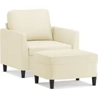 vidaXL Fåtölj med fotpall gräddvit 60 cm konstläder