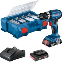 Bosch Professional Gsb18v-45+2x2.0ah Gal18v-20+82acc+lc Elektrisk Skruvmejsel