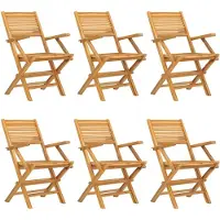 vidaXL Hopfällbara trädgårdsstolar 6 st 55x62x90 cm massiv teak