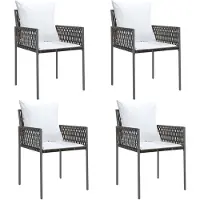 vidaXL Trädgårdsstolar 4 st med dynor brun 54x61x83 cm konstrotting