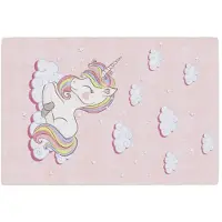 vidaXL Barnmatta rosa 160x230 cm enhörning tvättbar halkfri