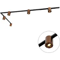 QAZQA 1-fas skensystem med 5 spotlights mörkbrons och svart - Rondoo Up
