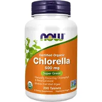 Now , Certifierad Ekologisk Chlorella, 500 mg, 200 Tabletter