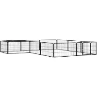 vidaXL Hundbur 12 paneler svart 100x50 cm pulverlackerat stål