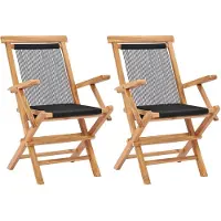 vidaXL Hopfällbara trädgårdsstolar 2 st massiv teak och rep