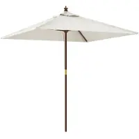 vidaXL Trädgårdsparaply på trästolpe, Sandfärgat, 198X198X231 Cm
