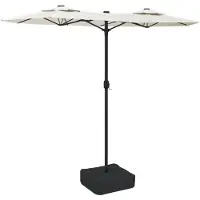 vidaXL Trädgårdsparasoll dubbelt sandvit 316x145 cm