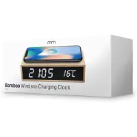 Mikamax Bamboo Wireless Charger Väckarklocka