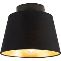 QAZQA Taklampa med bomullslampa svart med guld 20 cm - Combi Black