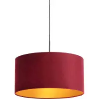 QAZQA Hänglampa med röd sammetskärm med guld 50 cm - Combi