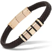 Ace of Spades brun armband läder/stål SSLB-103RG