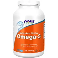 Now , Omega-3 Fiskolja, 1 000 mg, 500 Mygglösningar