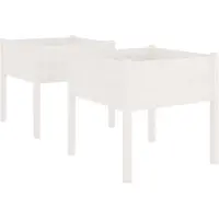 vidaXL Odlingslådor 2 st vit 70x70x70 cm massiv furu