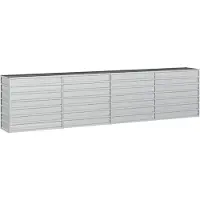 vidaXL Odlingslåda upphöjd galvaniserat stål 320x40x77 cm silver