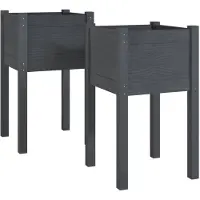 vidaXL Odlingslådor 2 st grå 40x40x70 cm massiv furu