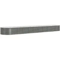 vidaXL Odlingslåda pulverlackerat stål 440x80x36 cm grå