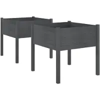 vidaXL Odlingslådor 2 st grå 70x70x70 cm massiv furu