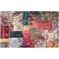 vidaXL Matta tvättbar lappmönster 160x230 cm flerfärgad halkfri