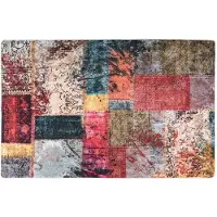 vidaXL Matta tvättbar lappmönster 80x150 cm flerfärgad halkfri