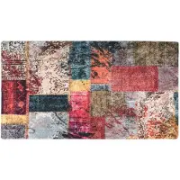 vidaXL Matta tvättbar lappmönster 190x300 cm flerfärgad halkfri