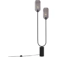 QAZQA Art Deco golvlampa svart med rökglas 2-ljus - Rid