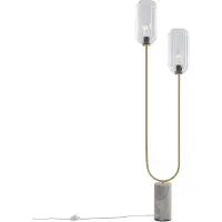 QAZQA Art Deco golvlampa mässing med klart glas 2-ljus - Rid