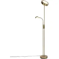 QAZQA Golvlampa i brons inkl. LED och dimmer med läslampa - Kelso