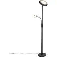 QAZQA Golvlampa svart inkl LED och dimmer med läslampa - Fez