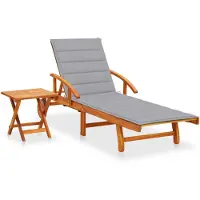 vidaXL Solsäng med bord och dyna massivt akaciaträ