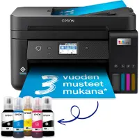 Epson EcoTank ET-4850 - Multifunktionsskrivare - färg - bläckstråle - påfyllbar - A4 (media) - upp till 15.5 sidor/minut (utskrift) - 250 ark - 33.6 Kbps - USB, LAN, Wi-Fi - svart